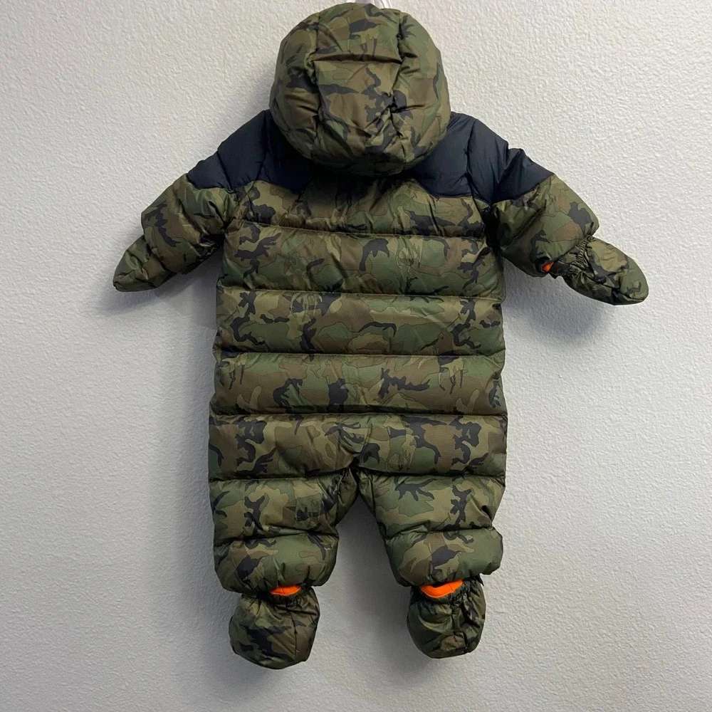 Ralph Lauren 6M Olive Camo Water Repellent‎ Down Hooded Puffer Bunting Snowsuit